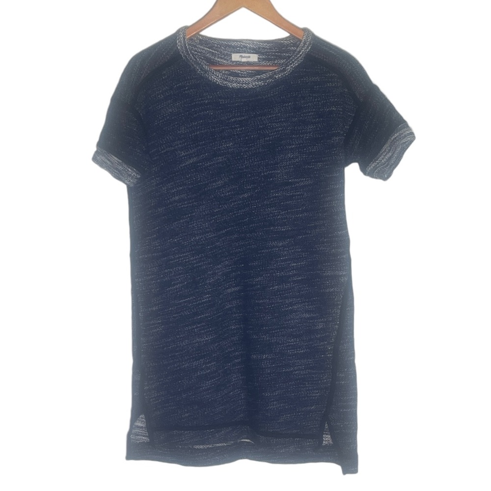 Madewell Marled Blue Short Sleeve Sweater Dress
